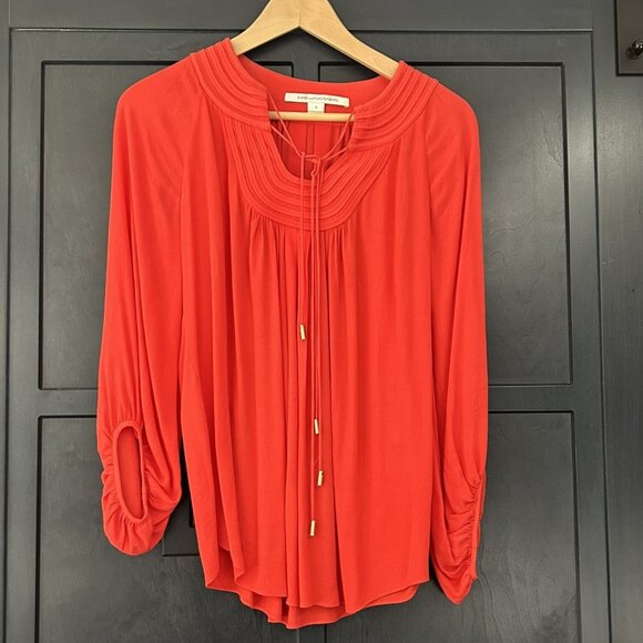 Diane von Furstenberg Red Oversized Poet Blouse - Size 2 - Picture 2 of 7